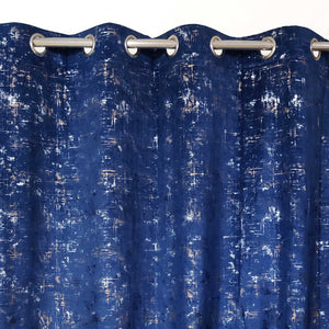 Premium Textured Velvet Curtain Blue