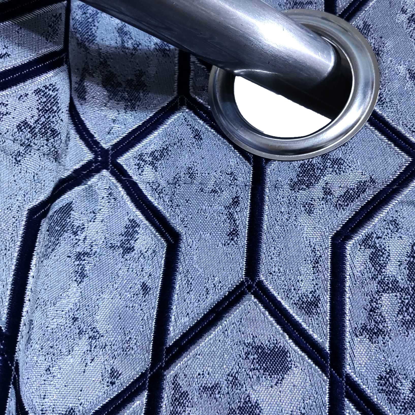 Thick Viscose Curtain Navy blue on Sky Blue