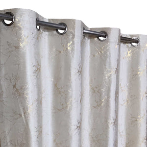 Golden Textured Velvet Curtain Off-white