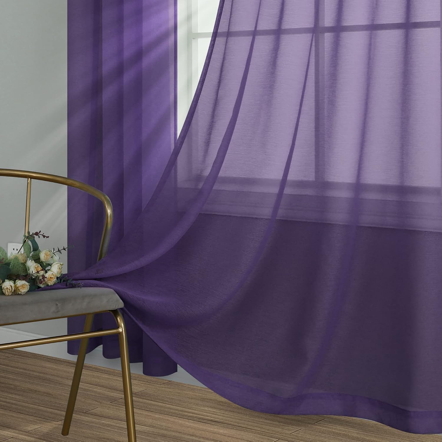 Pair of Royal Purple Curtains for Living Room Bedroom Custom Length