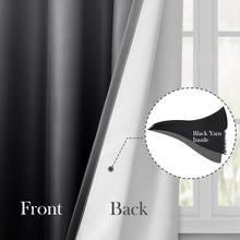 Pair of 2 Shaded Curtains Black Ombre (Gradient Room Darkening Thermal Insulated Energy Saving Grommet Drapes for Living Room/Bedroom)