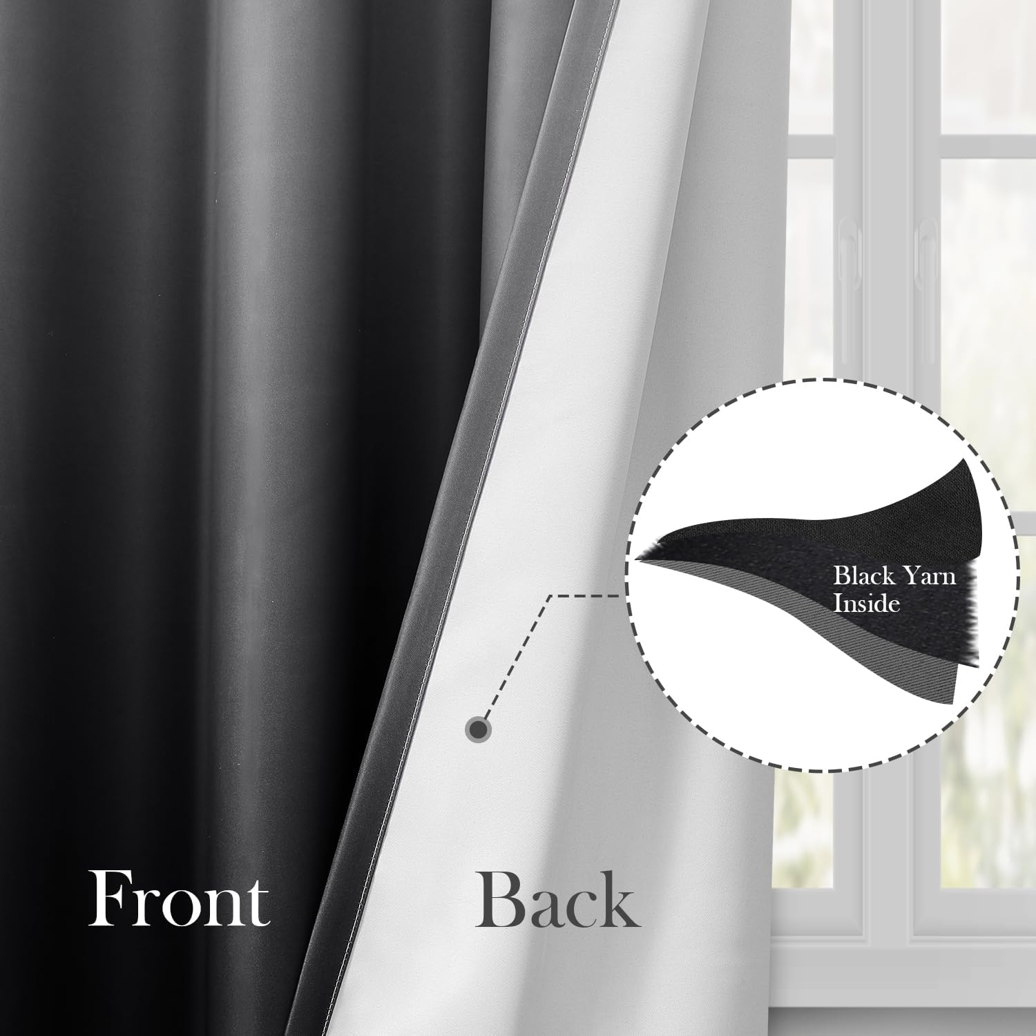 Pair of 2 Shaded Curtains Black Ombre (Gradient Room Darkening Thermal Insulated Energy Saving Grommet Drapes for Living Room/Bedroom)