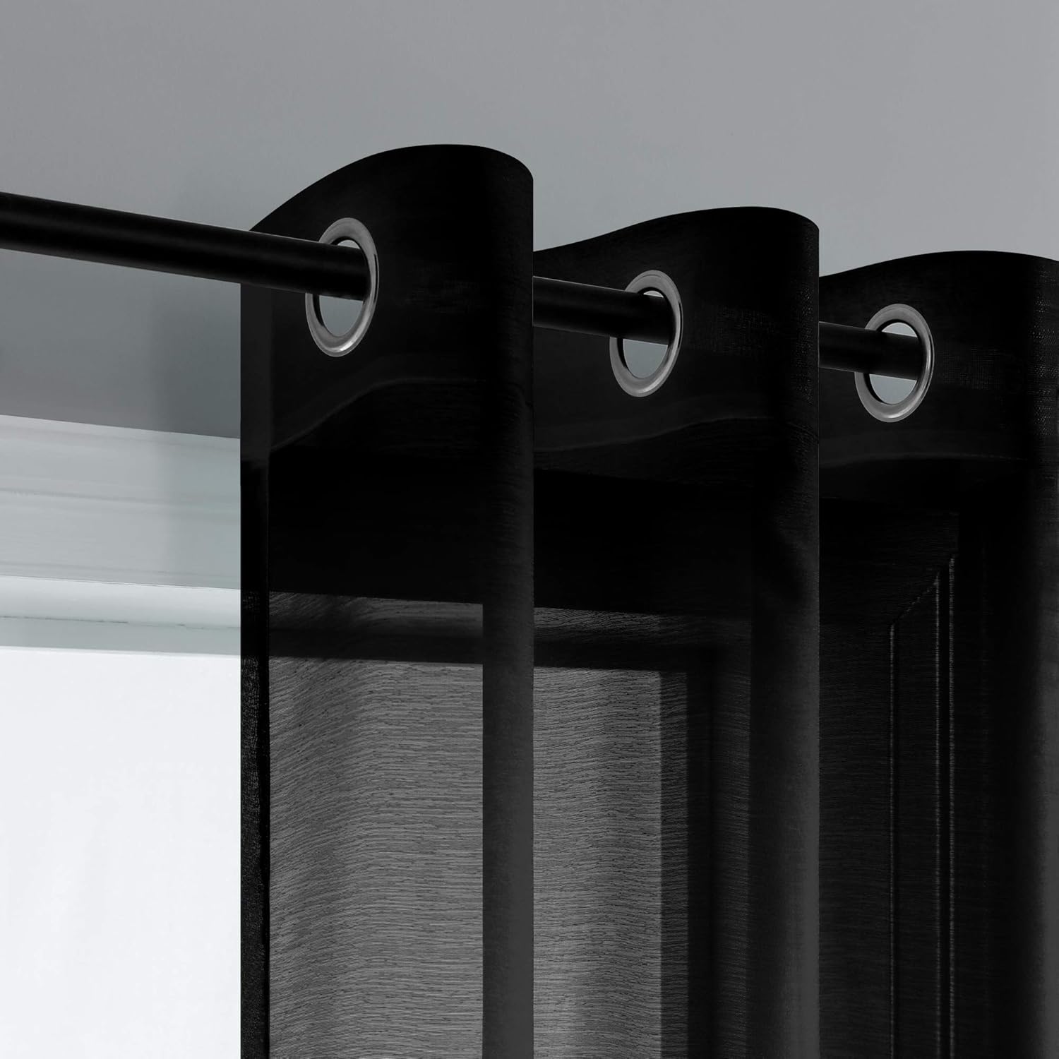 Pair of Black Curtains for Living Room Bedroom Custom Length