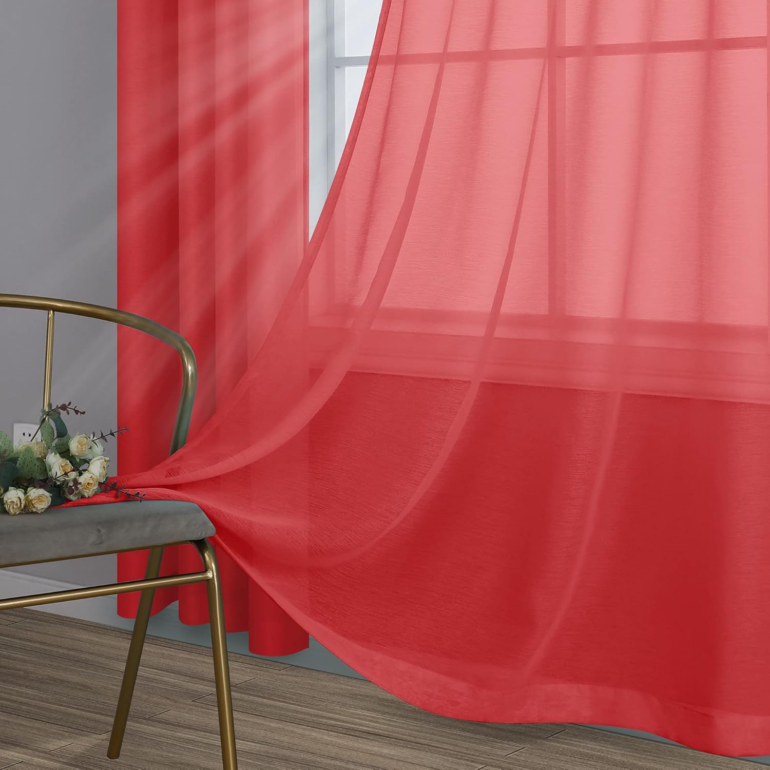 Pair of Red Curtains for Living Room Bedroom Custom Length