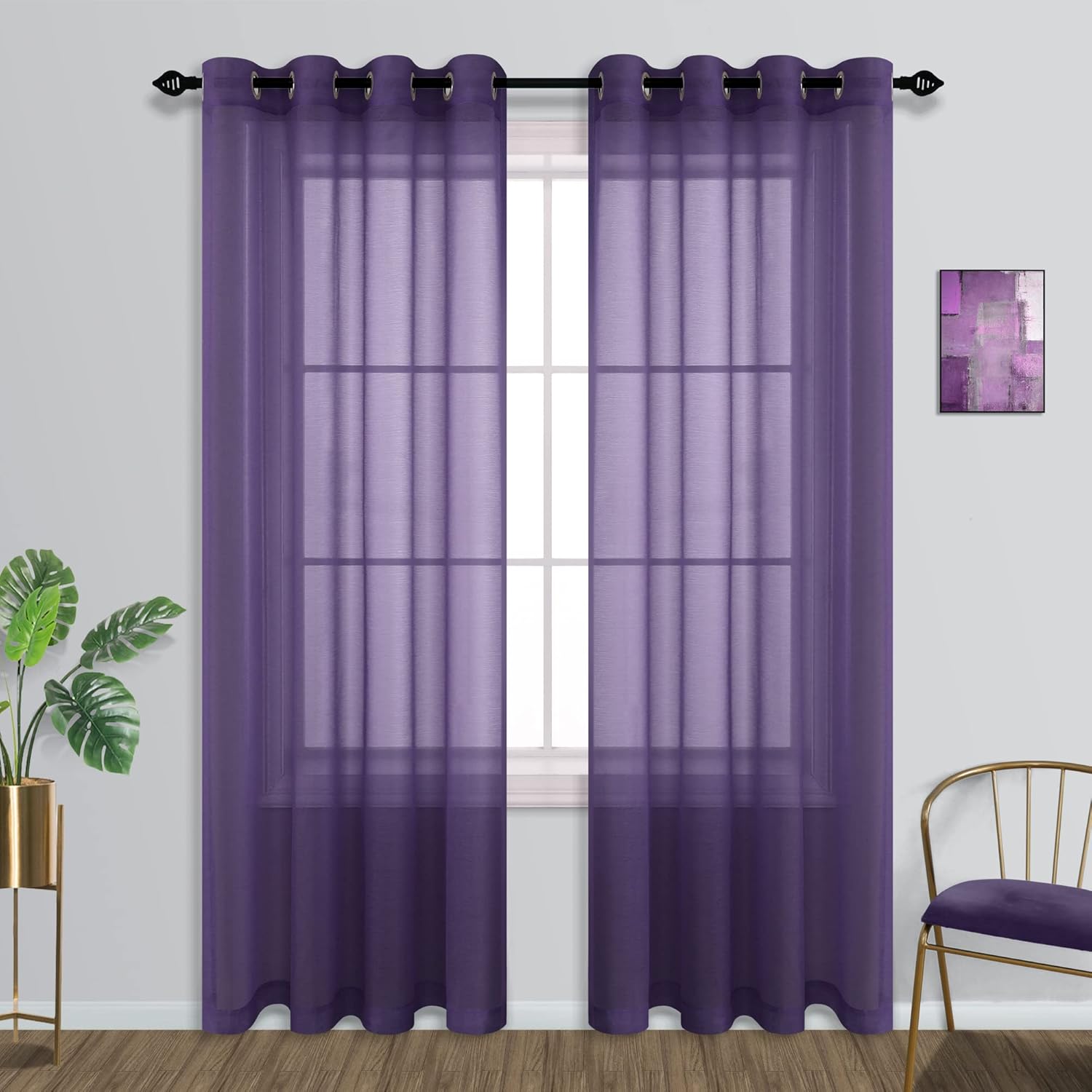 Pair of Royal Purple Curtains for Living Room Bedroom Custom Length