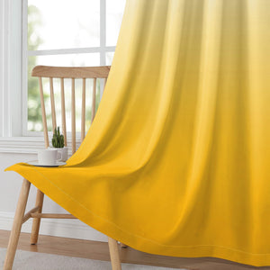 Pair of 2 Shaded Curtains Yellow Ombre (Gradient Room Darkening Thermal Inslated Energy Saving Grommet Drapes for Living Room/Bedroom)