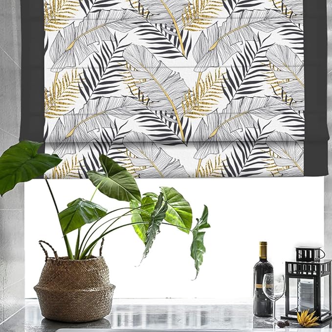Winter Leaves Printed Roman Blinds/Shades @ Per Sq. Feet