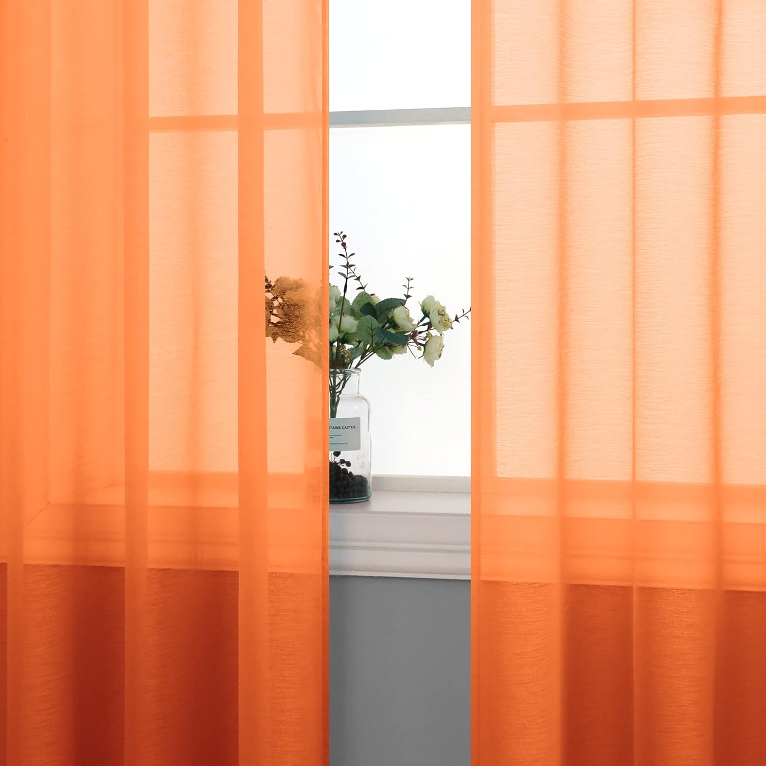 Pair of Orange Curtains for Living Room Bedroom Custom Length