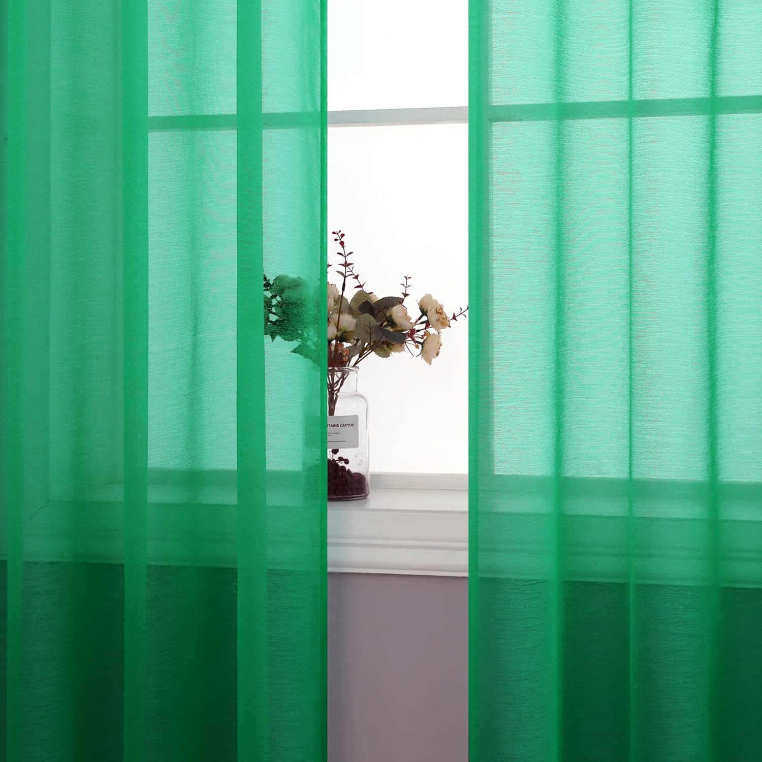 Pair of Green Curtains for Living Room Bedroom Custom Length