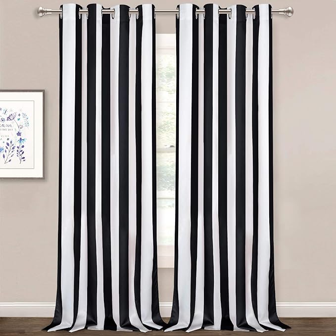 Pair of Digital Printed Curtains Vertical Stripes