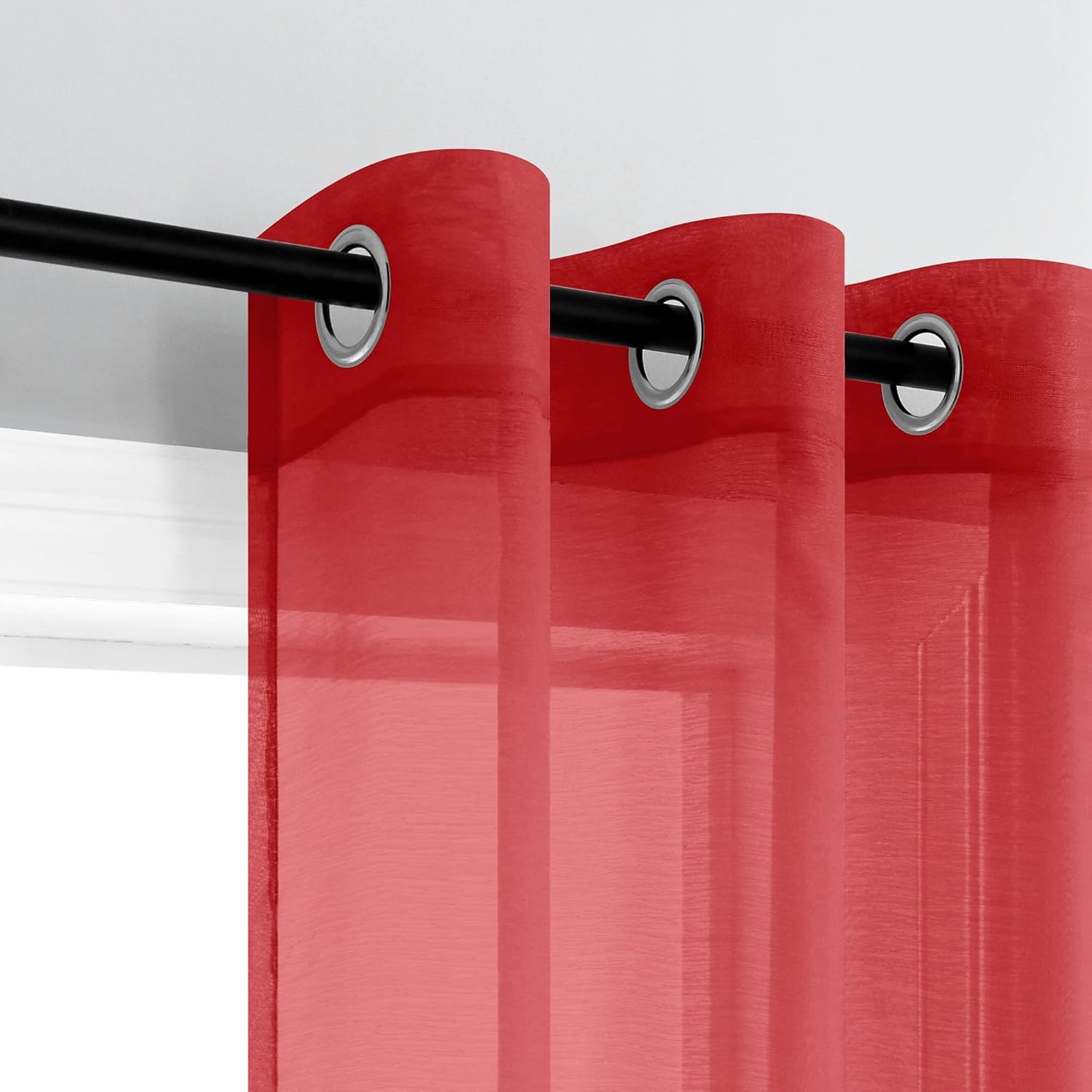 Pair of Red Curtains for Living Room Bedroom Custom Length