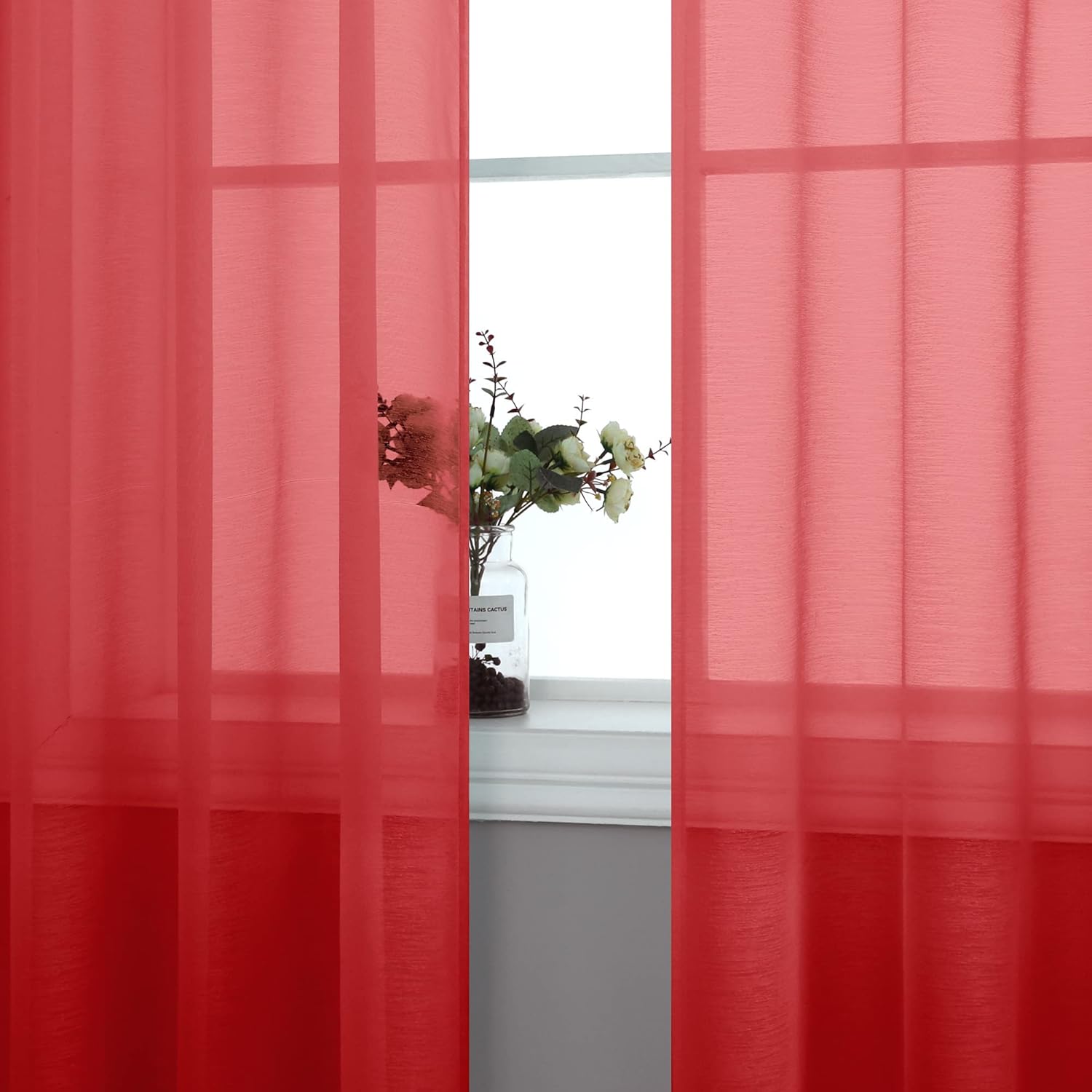 Pair of Red Curtains for Living Room Bedroom Custom Length