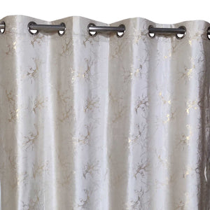 Golden Textured Velvet Curtain Off-white