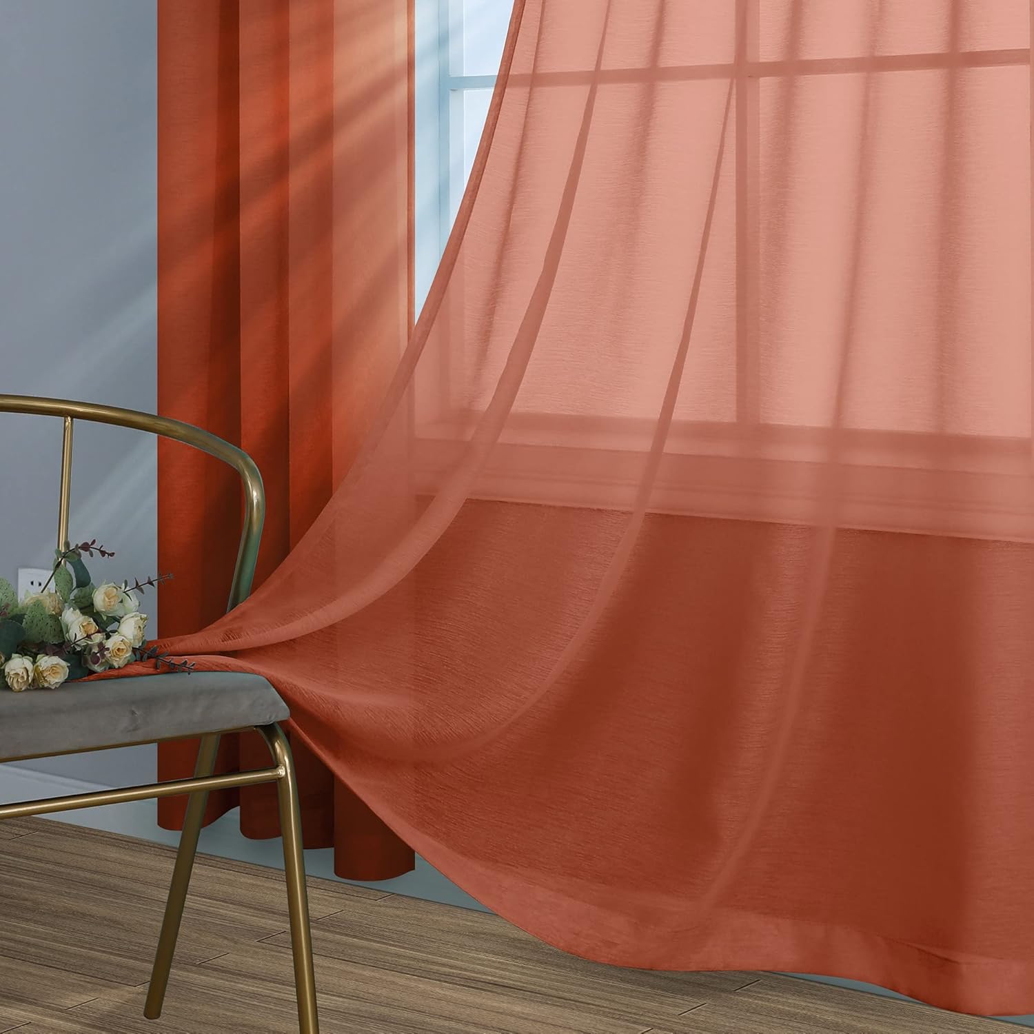 Pair of Terracotta Curtains for Living Room Bedroom Custom Length