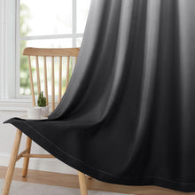 Pair of 2 Shaded Curtains Black Ombre (Gradient Room Darkening Thermal Insulated Energy Saving Grommet Drapes for Living Room/Bedroom)