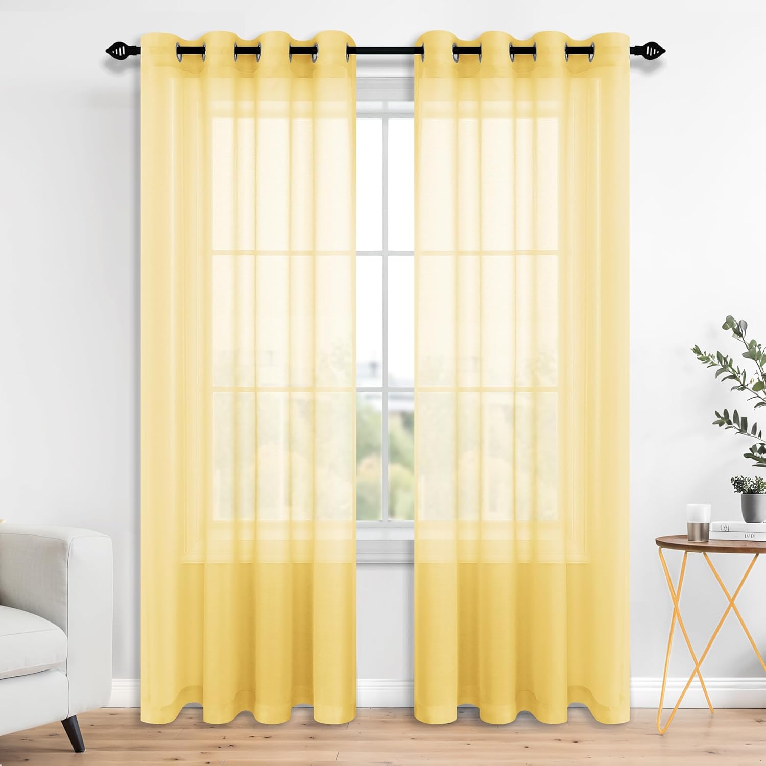 Pair of Yellow Curtains for Living Room Bedroom Custom Length