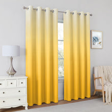 Pair of 2 Shaded Curtains Yellow Ombre (Gradient Room Darkening Thermal Inslated Energy Saving Grommet Drapes for Living Room/Bedroom)