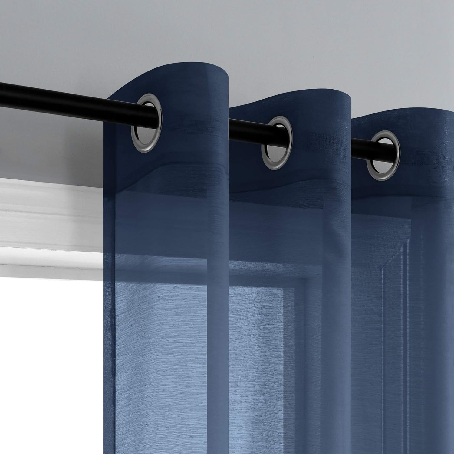 Pair of Navy Blue Curtains for Living Room Bedroom Custom Length