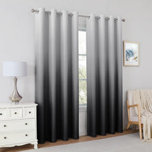 Pair of 2 Shaded Curtains Black Ombre (Gradient Room Darkening Thermal Insulated Energy Saving Grommet Drapes for Living Room/Bedroom)