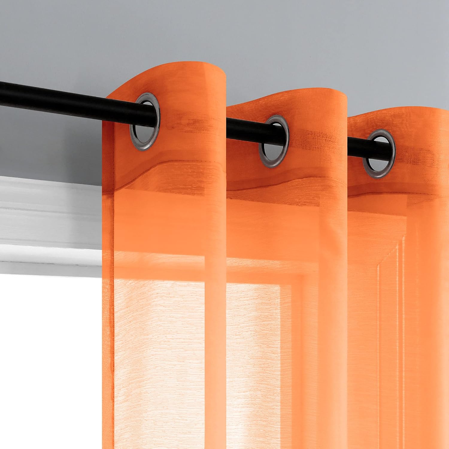 Pair of Orange Curtains for Living Room Bedroom Custom Length