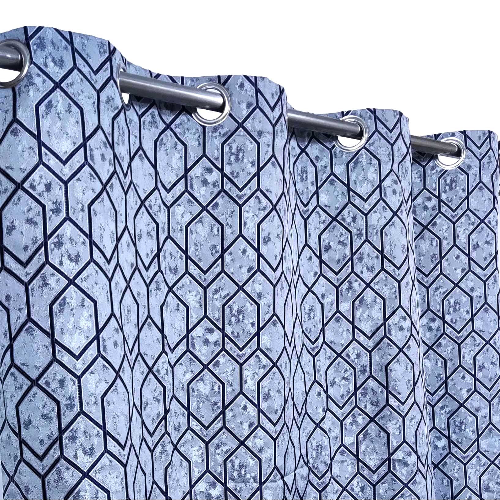 Thick Viscose Curtain Navy blue on Sky Blue