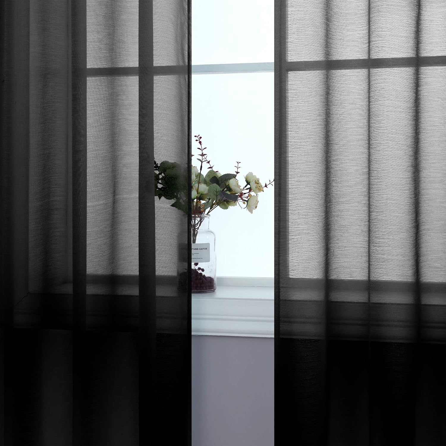 Pair of Black Curtains for Living Room Bedroom Custom Length