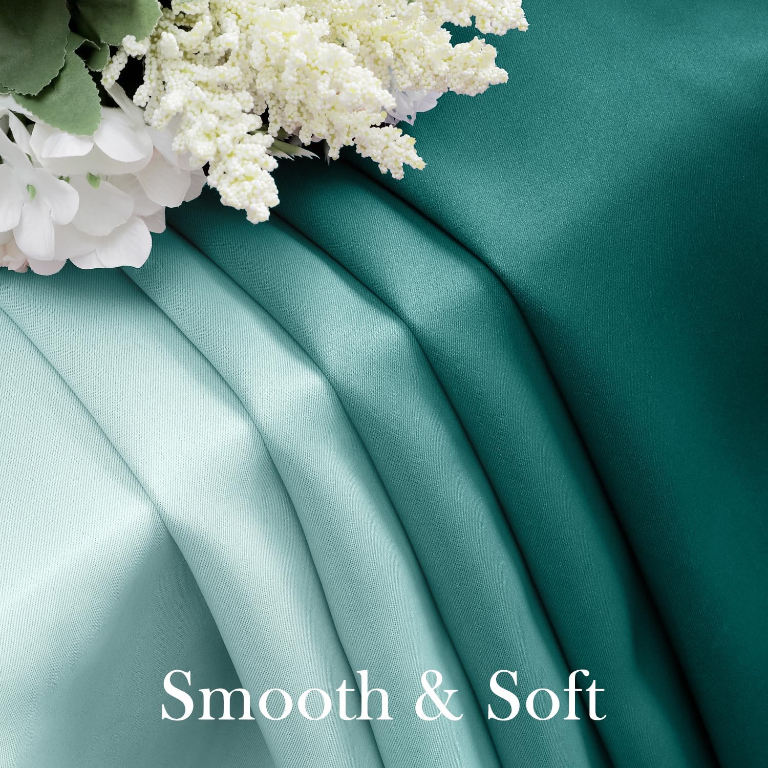 Pair of 2 Shaded Curtains Teal Ombre (Gradient Room Darkening Thermal Insulated Energy Saving Grommet Drapes for Living Room/Bedroom)
