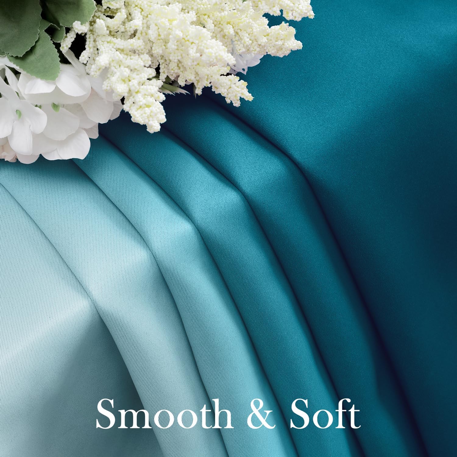 Pair of 2 Shaded Curtains Terquise Ombre (Gradient Room Darkening Thermal Insulated Energy Saving Grommet Drapes for Living Room/Bedroom)