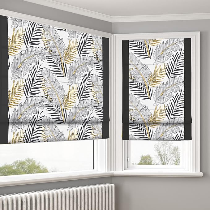 Winter Leaves Printed Roman Blinds/Shades @ Per Sq. Feet