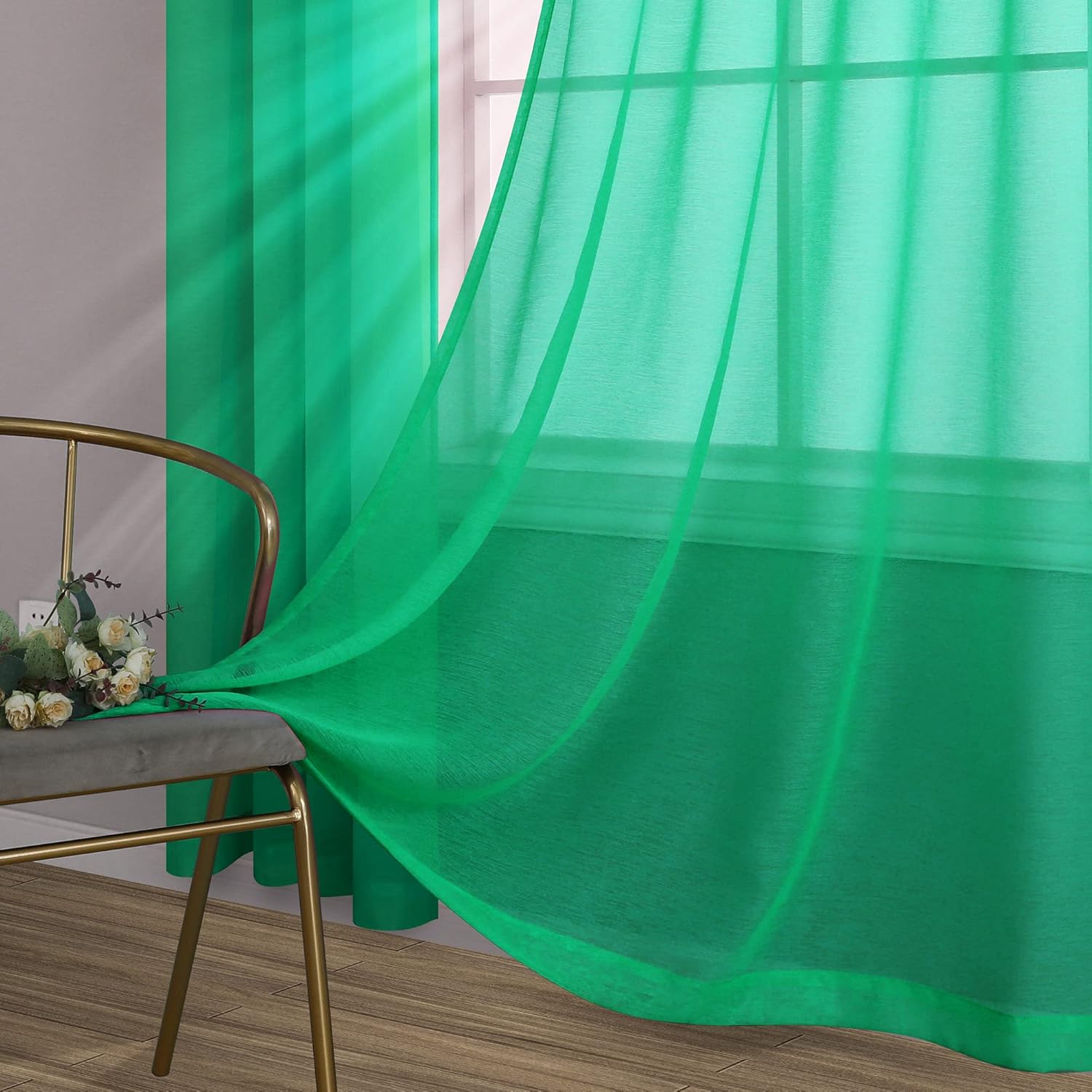 Pair of Green Curtains for Living Room Bedroom Custom Length