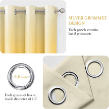 Pair of 2 Shaded Curtains Yellow Ombre (Gradient Room Darkening Thermal Inslated Energy Saving Grommet Drapes for Living Room/Bedroom)