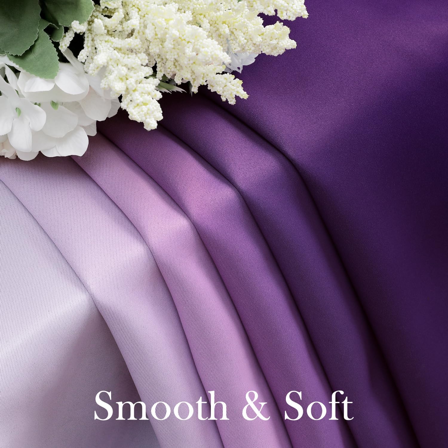 Pair of 2 Shaded Curtains Purple Ombre (Gradient Room Darkening Thermal Insulated Energy Saving Grommet Drapes for Living Room/Bedroom)