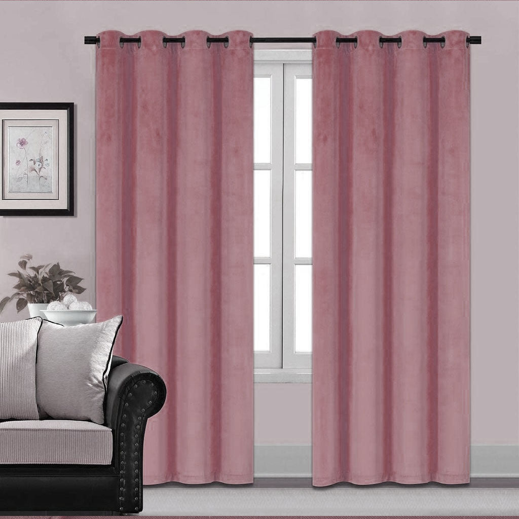 Plain Velvet Curtain Rose Pink