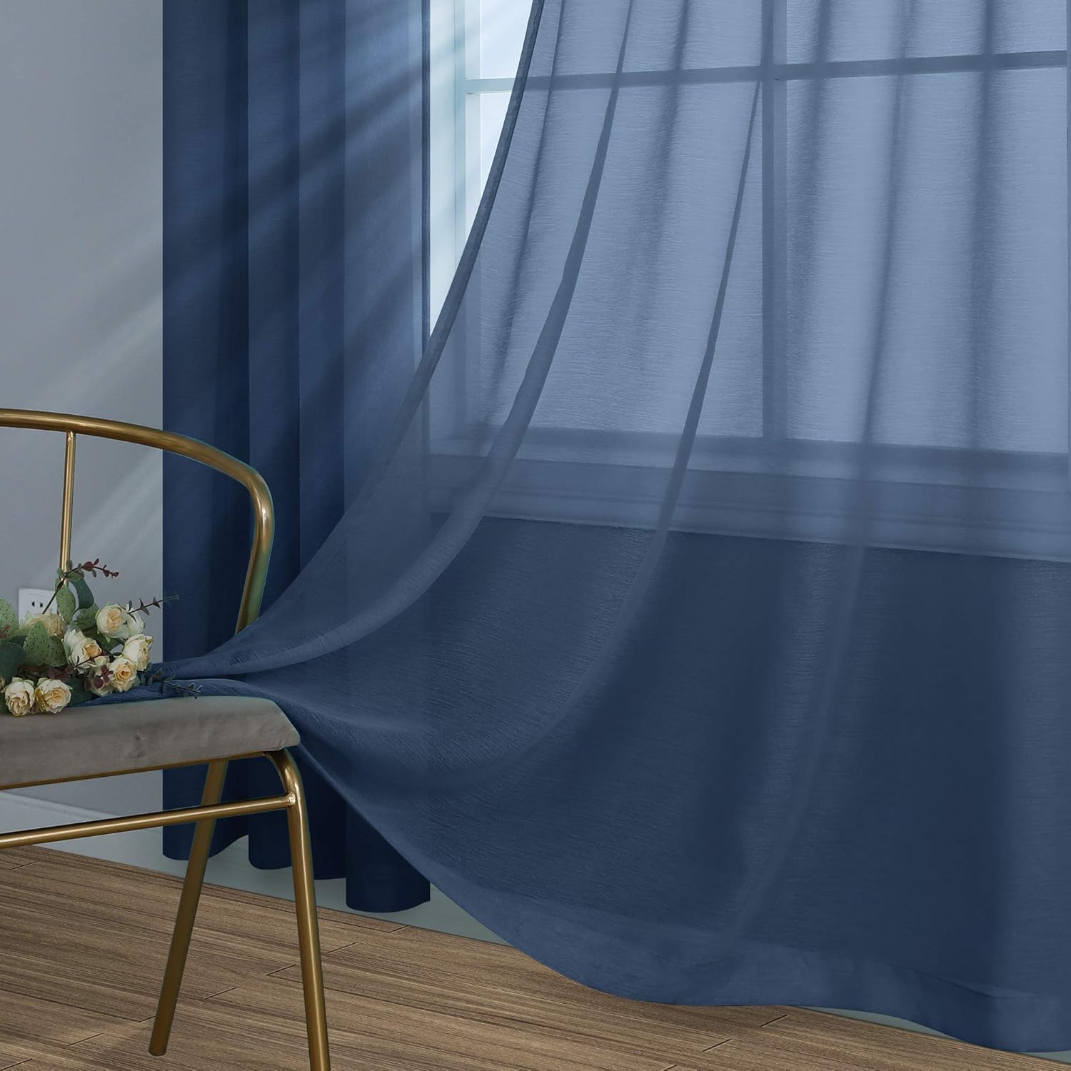 Pair of Navy Blue Curtains for Living Room Bedroom Custom Length