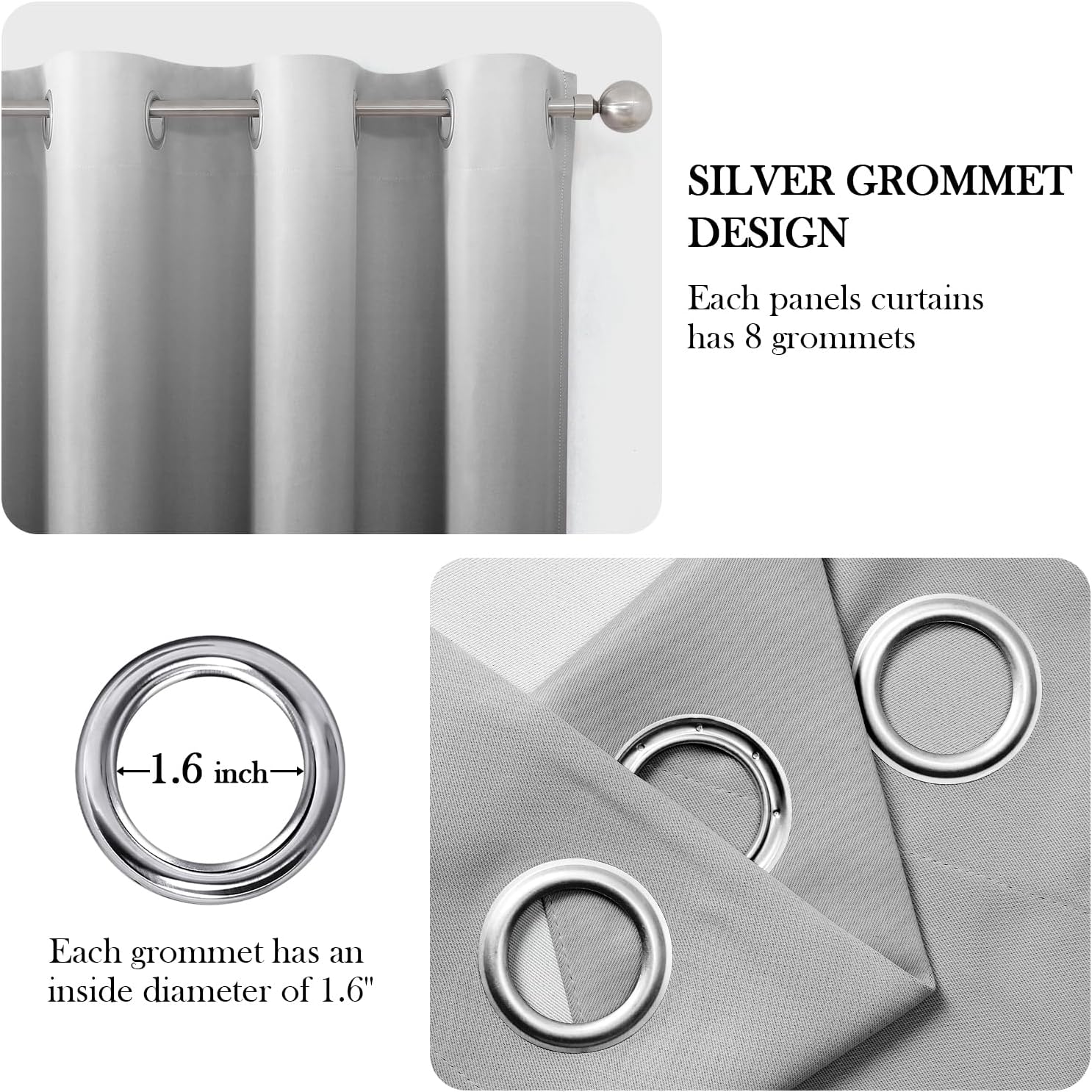 Pair of 2 Shaded Curtains Black Ombre (Gradient Room Darkening Thermal Insulated Energy Saving Grommet Drapes for Living Room/Bedroom)