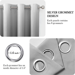 Pair of 2 Shaded Curtains Black Ombre (Gradient Room Darkening Thermal Insulated Energy Saving Grommet Drapes for Living Room/Bedroom)