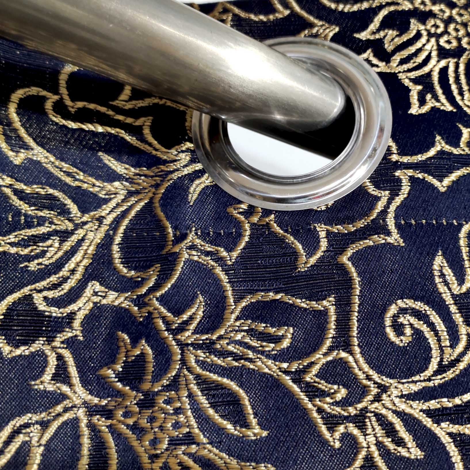 Thick Viscose Curtain Golden on Blue Base