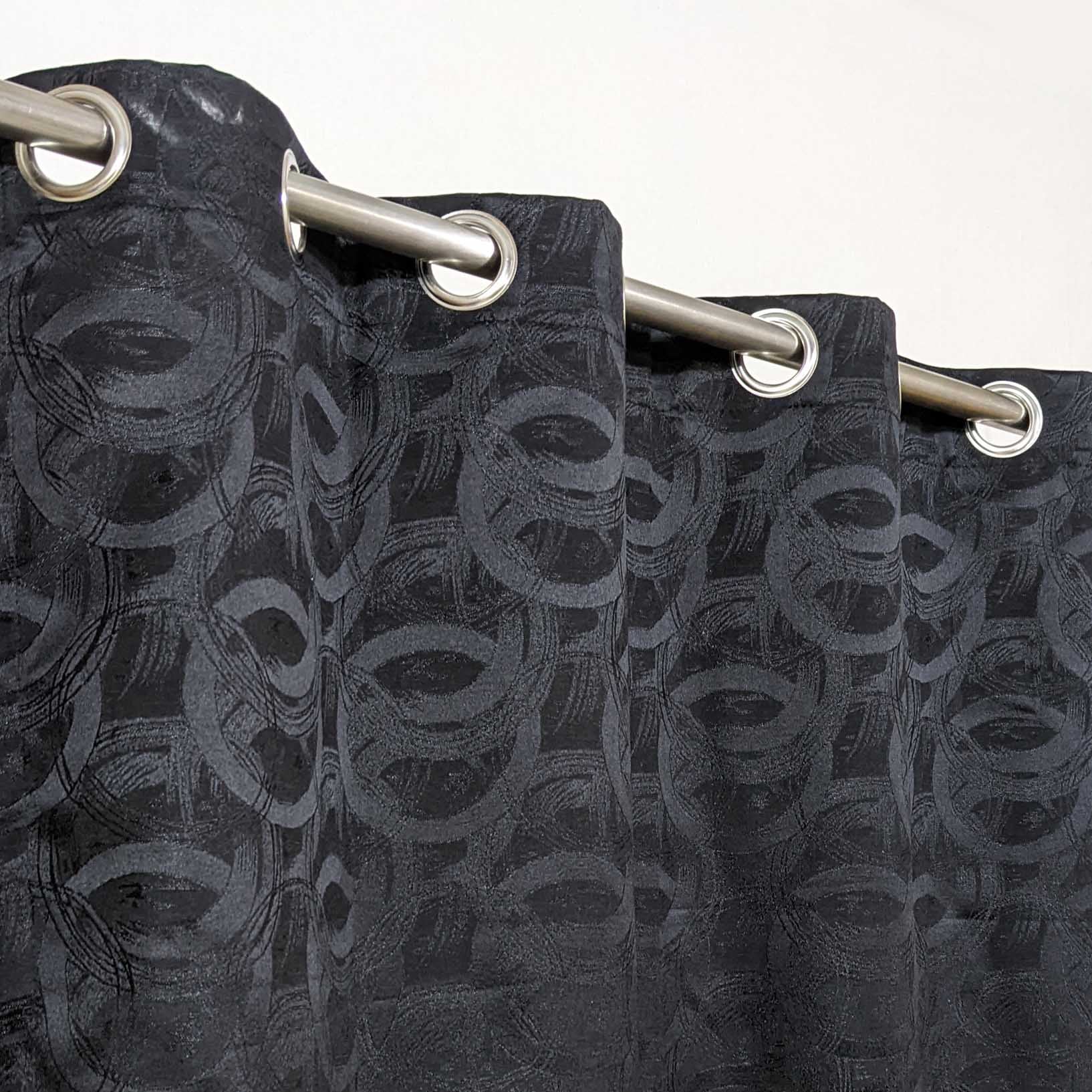 Self Print Thick Shanghai Curtain Black