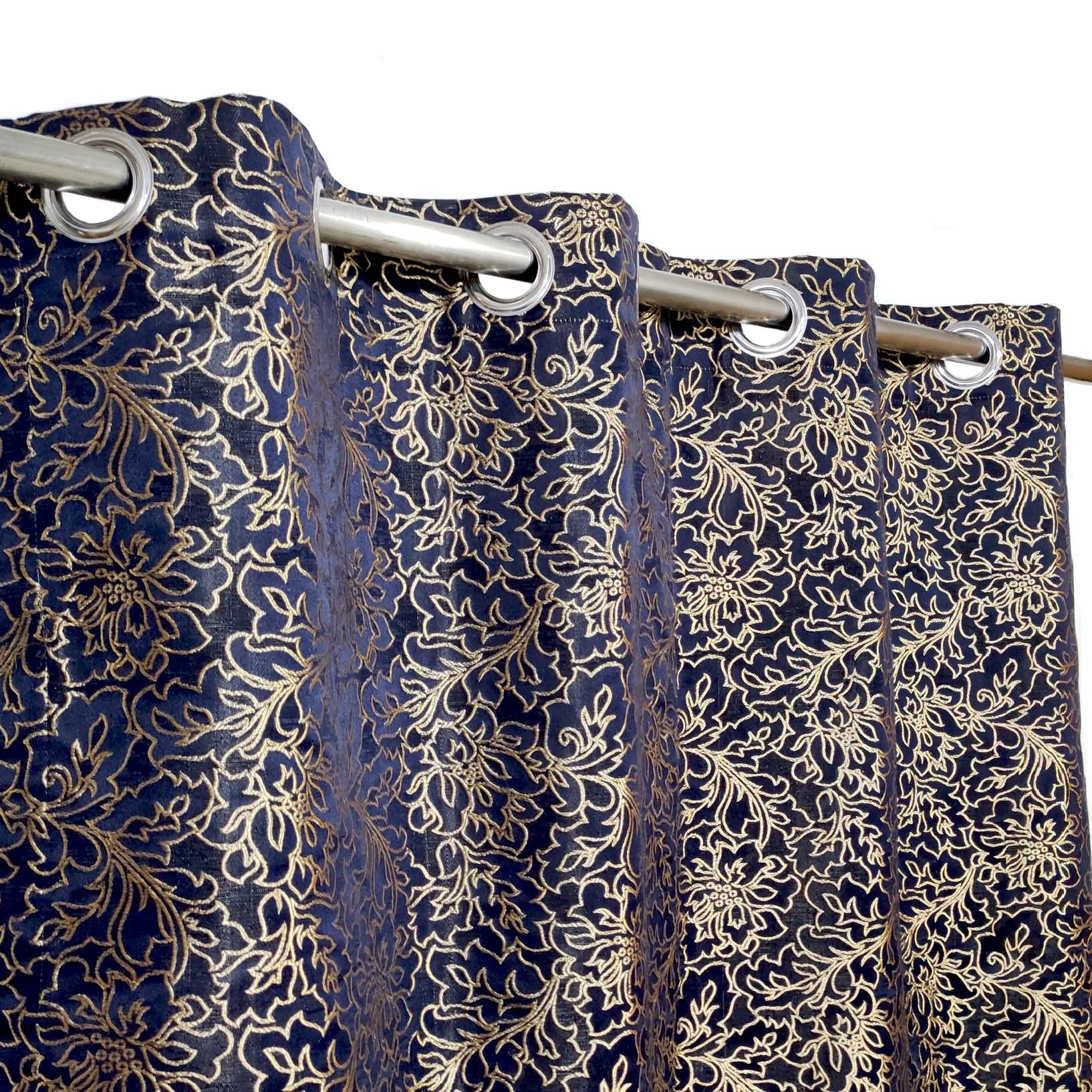 Thick Viscose Curtain Golden on Blue Base