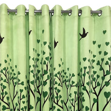 Pair of Digital Printed Curtains Green Hearts Tree