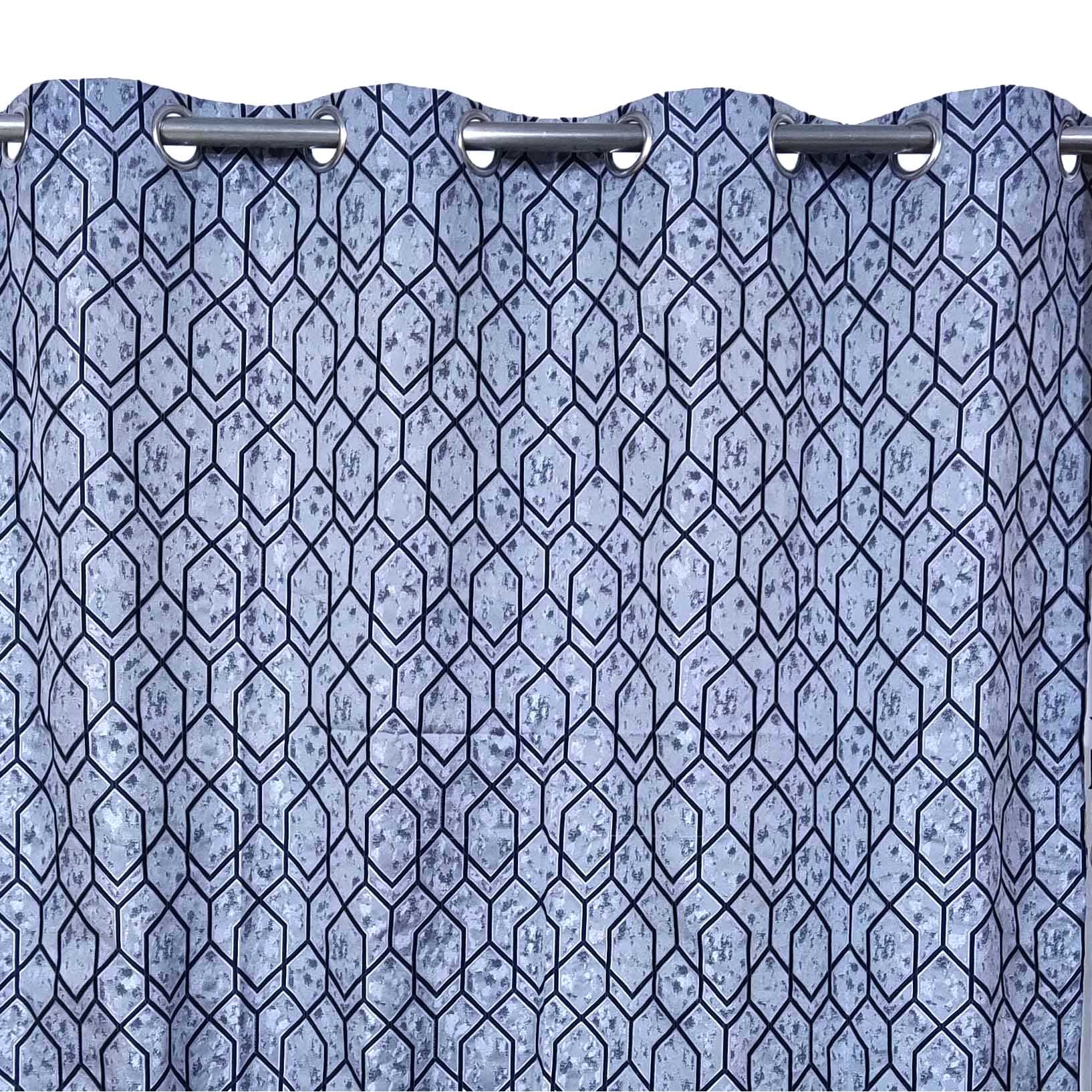 Thick Viscose Curtain Navy blue on Sky Blue