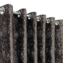 Golden Textured Velvet Curtain Brown