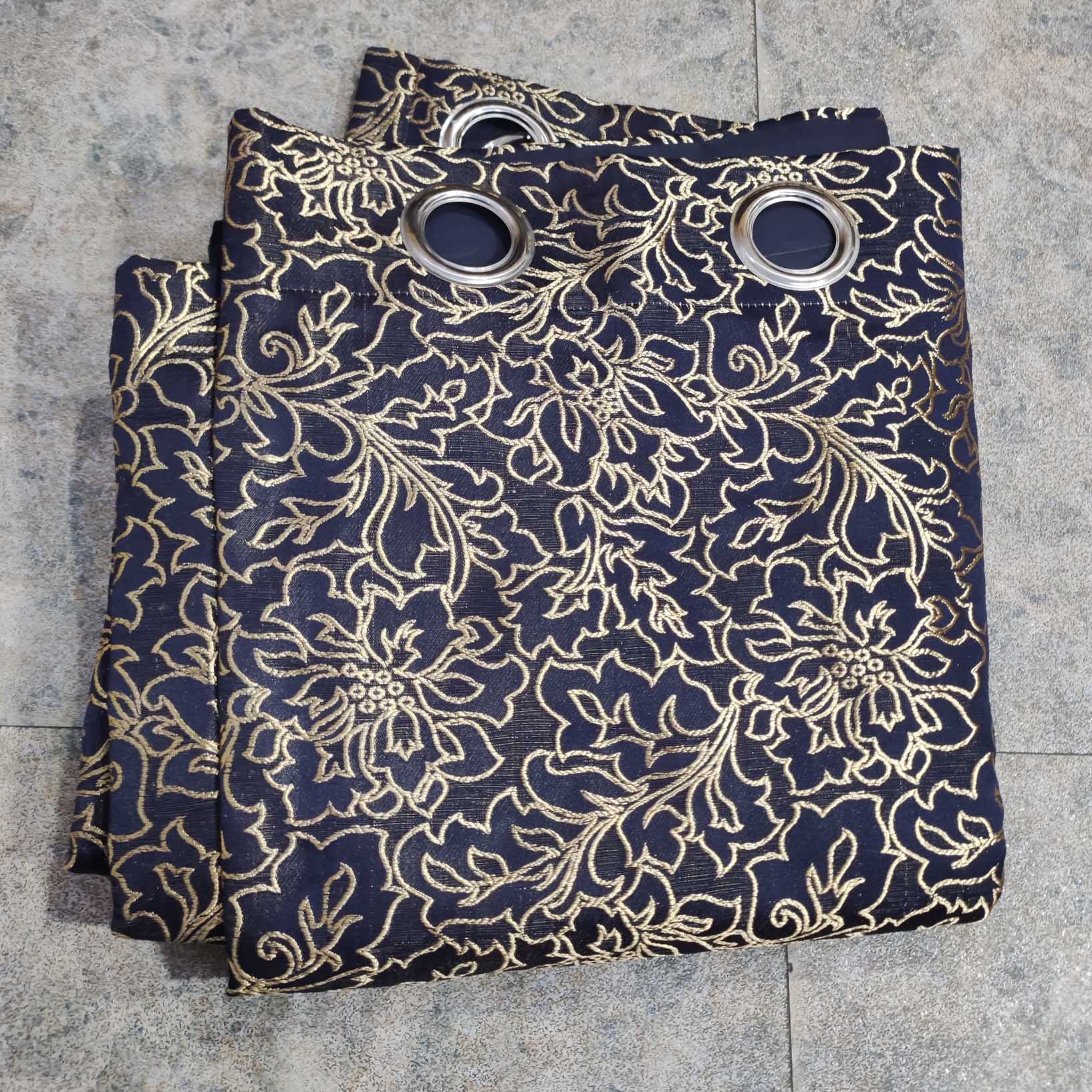 Thick Viscose Curtain Golden on Blue Base