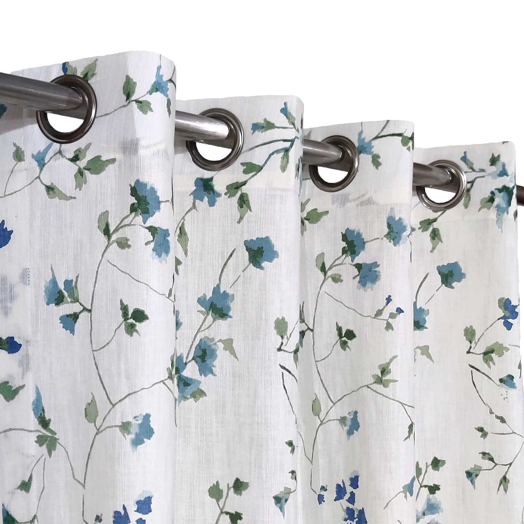 Off-white  Floral - Duck Cotton Curtain