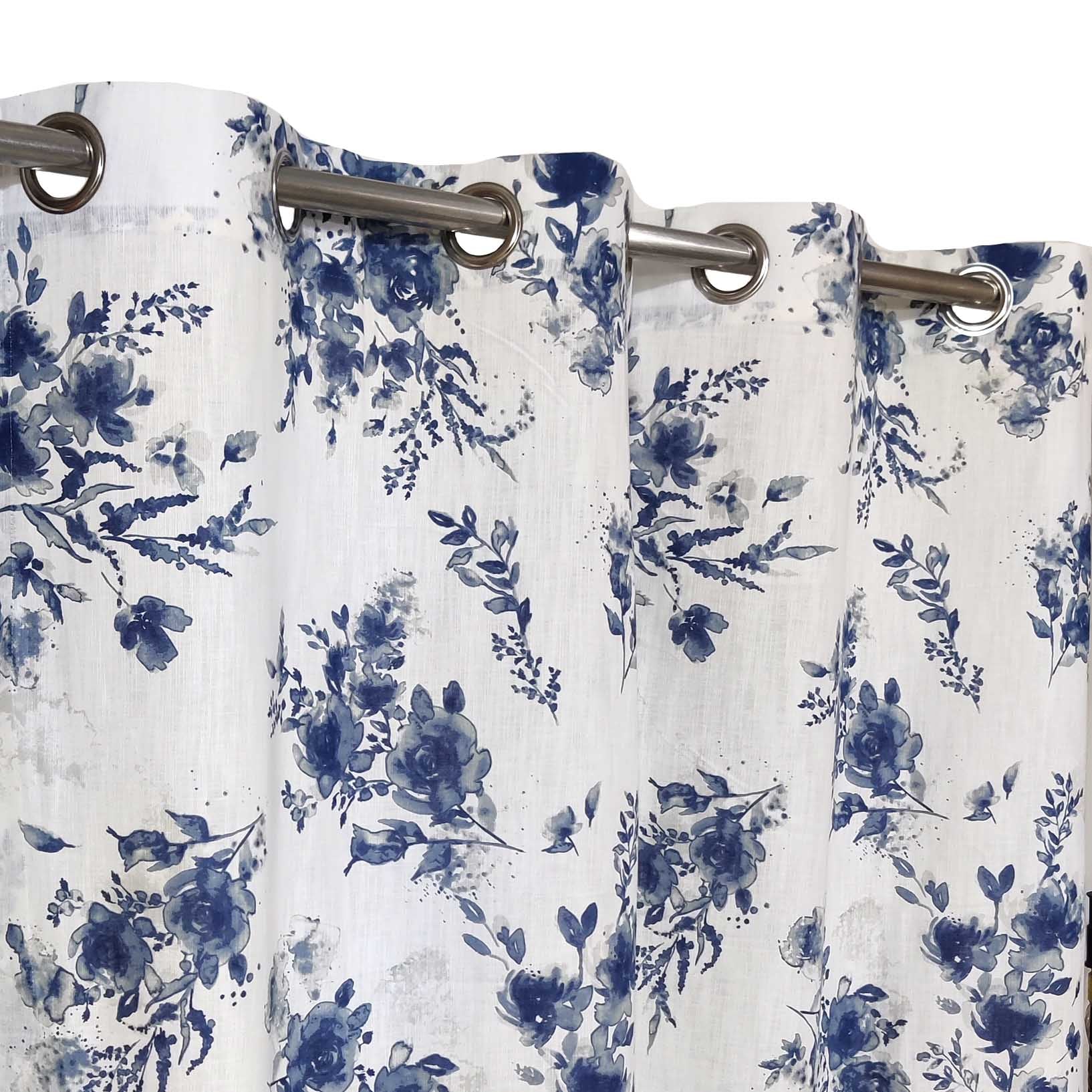 Off-white  Floral - Duck Cotton Curtain