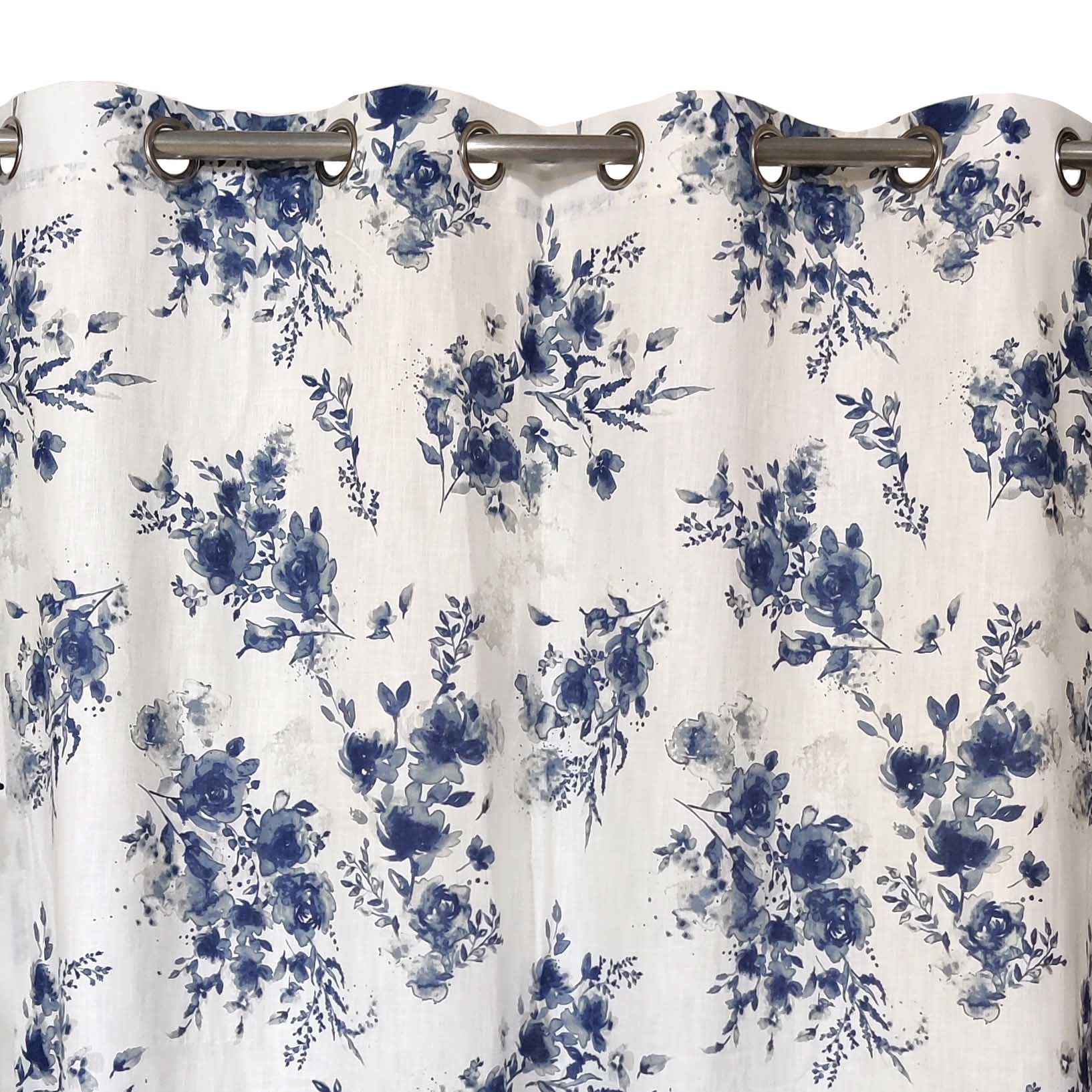 Off-white  Floral - Duck Cotton Curtain