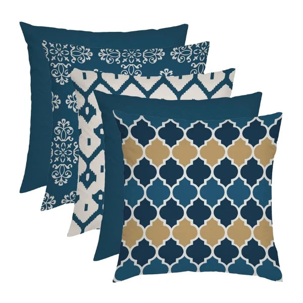 Multi Motif Jute Cushion Covers (Pack of 5)
