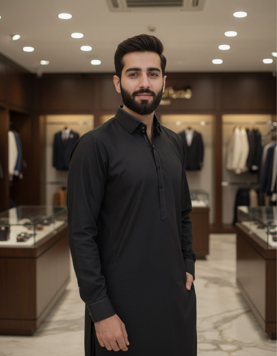 Black Designer’s Shalwar Kameez Stitched