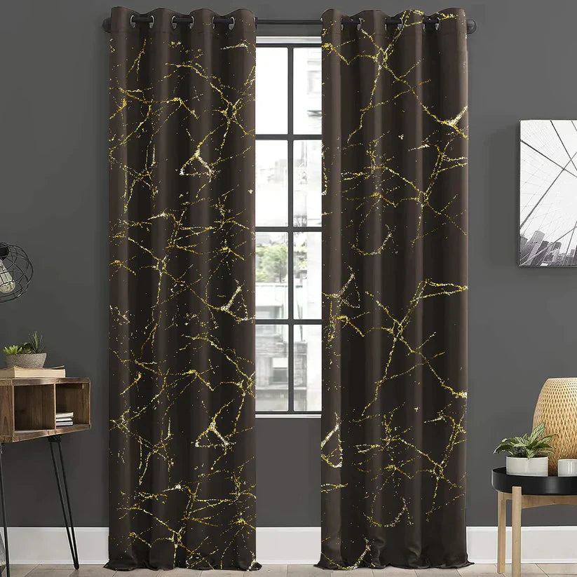 Pair of Glittered Velvet Curtains