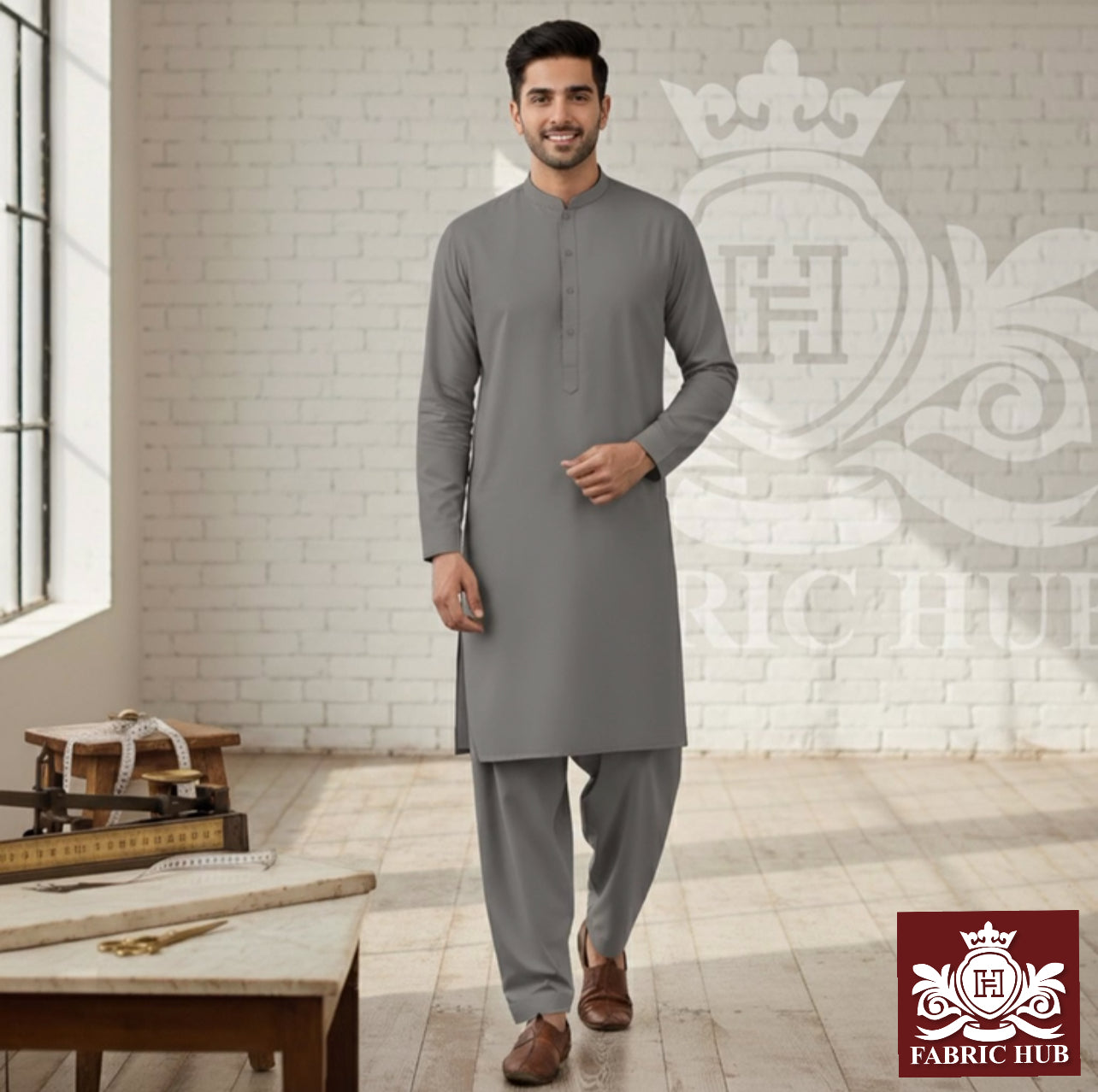 Imported Wash & Wear Graphite Grey Un-Stitched